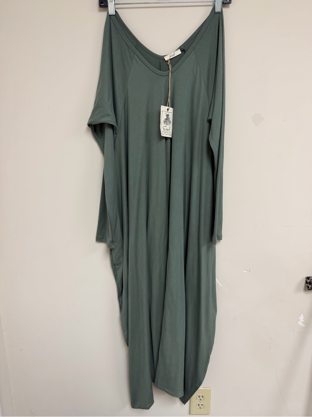 Relaxed Olive Green Long Sleeve Women’s Dress